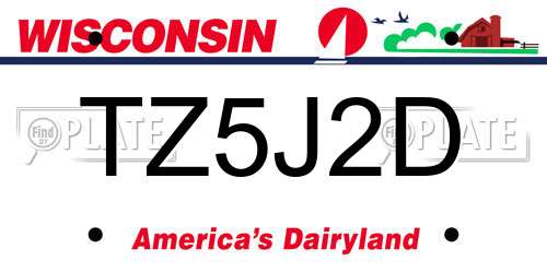 TZ5J2D Wisconsin License Plate