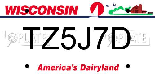 TZ5J7D Wisconsin License Plate