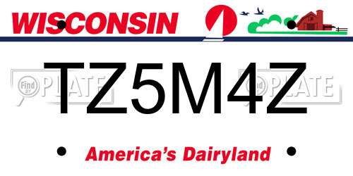 TZ5M4Z Wisconsin License Plate