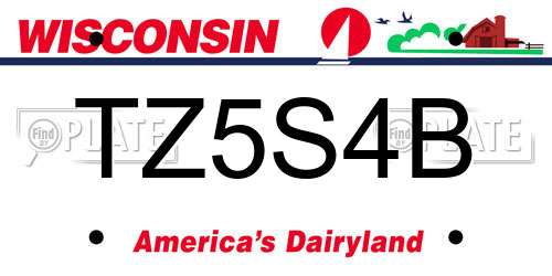 TZ5S4B Wisconsin License Plate