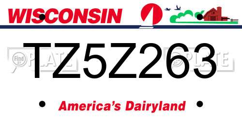 TZ5Z263 Wisconsin License Plate