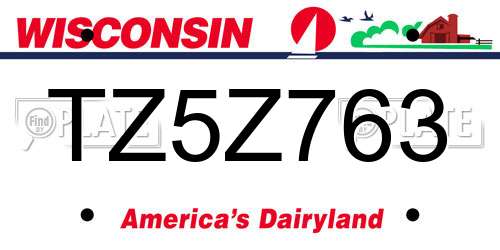 TZ5Z763 Wisconsin License Plate