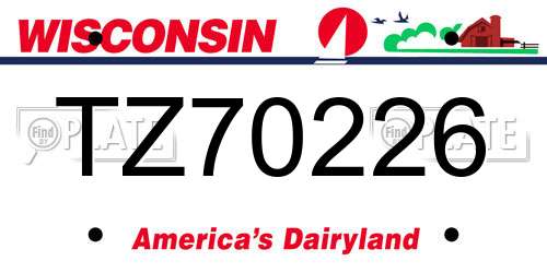 TZ70226 Wisconsin License Plate