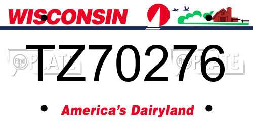TZ70276 Wisconsin License Plate