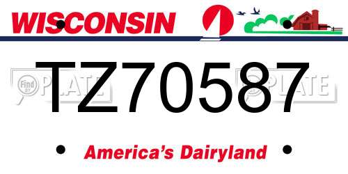 TZ70587 Wisconsin License Plate