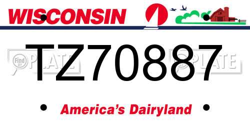 TZ70887 Wisconsin License Plate