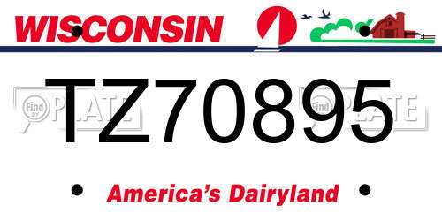 TZ70895 Wisconsin License Plate