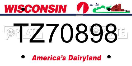 TZ70898 Wisconsin License Plate
