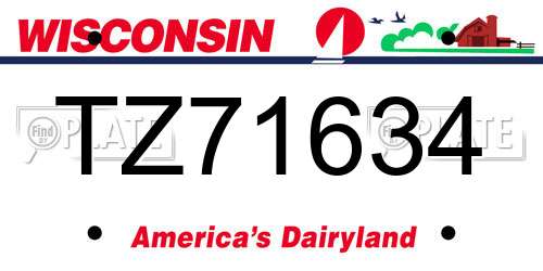 TZ71634 Wisconsin License Plate