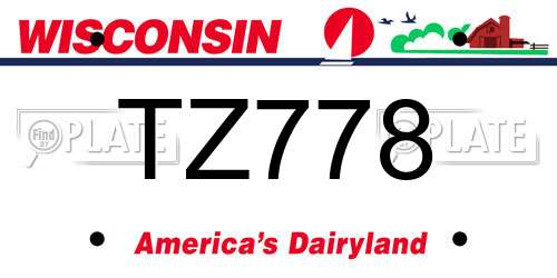 TZ778 Wisconsin License Plate