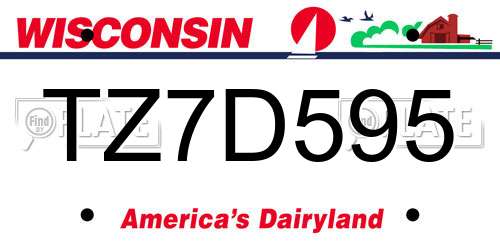 TZ7D595 Wisconsin License Plate