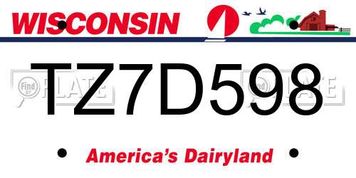 TZ7D598 Wisconsin License Plate