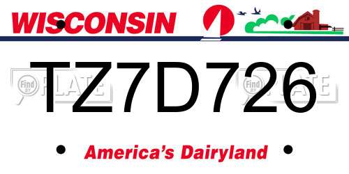 TZ7D726 Wisconsin License Plate