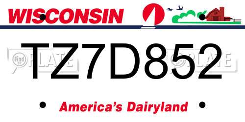 TZ7D852 Wisconsin License Plate
