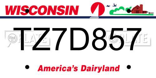 TZ7D857 Wisconsin License Plate