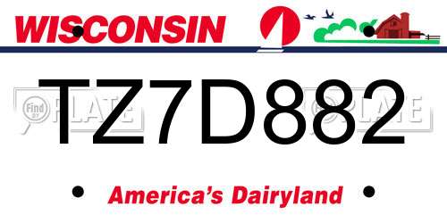TZ7D882 Wisconsin License Plate