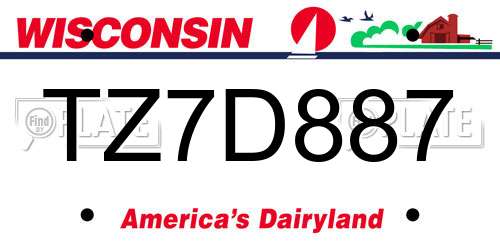 TZ7D887 Wisconsin License Plate
