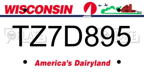 TZ7D895 Wisconsin License Plate