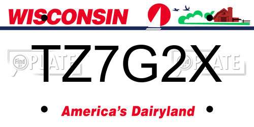 TZ7G2X Wisconsin License Plate