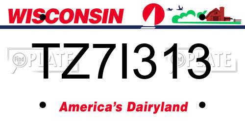 TZ7I313 Wisconsin License Plate
