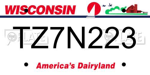 TZ7N223 Wisconsin License Plate