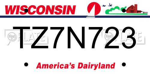 TZ7N723 Wisconsin License Plate
