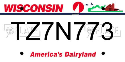 TZ7N773 Wisconsin License Plate