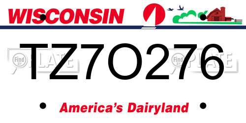 TZ7O276 Wisconsin License Plate