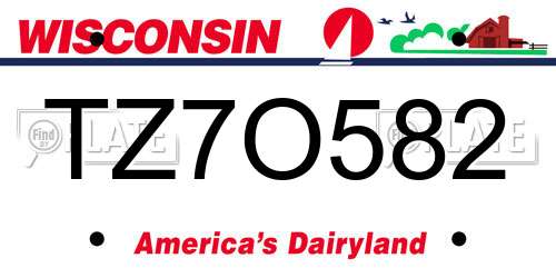 TZ7O582 Wisconsin License Plate