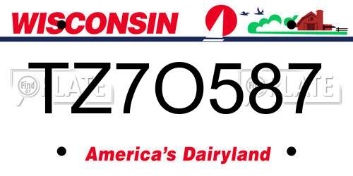 TZ7O587 Wisconsin License Plate