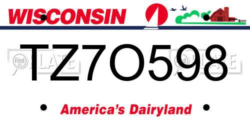 TZ7O598 Wisconsin License Plate