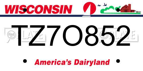 TZ7O852 Wisconsin License Plate