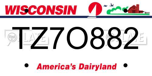 TZ7O882 Wisconsin License Plate