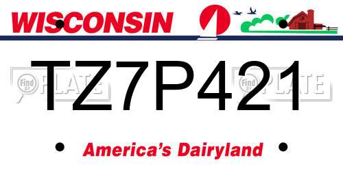 TZ7P421 Wisconsin License Plate