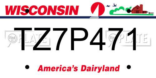 TZ7P471 Wisconsin License Plate