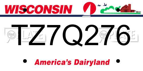 TZ7Q276 Wisconsin License Plate