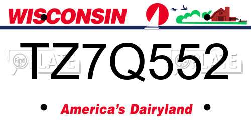 TZ7Q552 Wisconsin License Plate