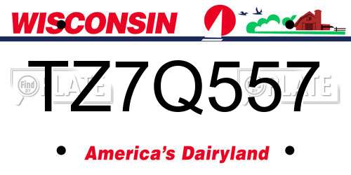 TZ7Q557 Wisconsin License Plate
