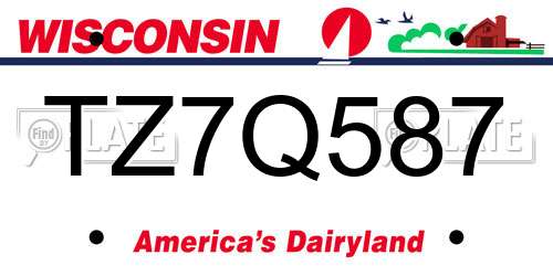 TZ7Q587 Wisconsin License Plate