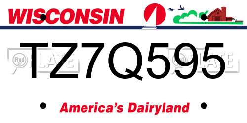 TZ7Q595 Wisconsin License Plate