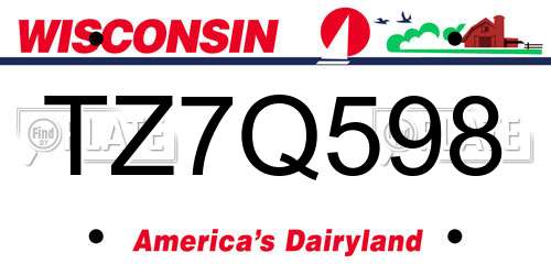 TZ7Q598 Wisconsin License Plate