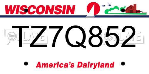 TZ7Q852 Wisconsin License Plate