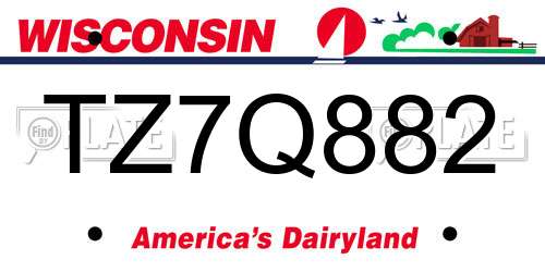 TZ7Q882 Wisconsin License Plate