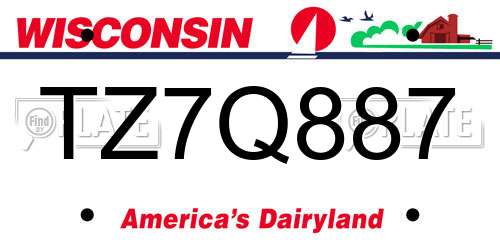 TZ7Q887 Wisconsin License Plate