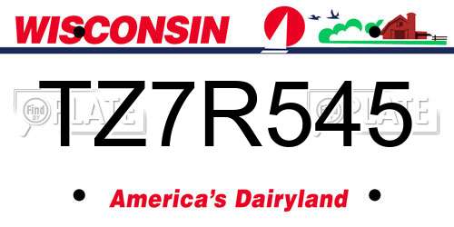 TZ7R545 Wisconsin License Plate