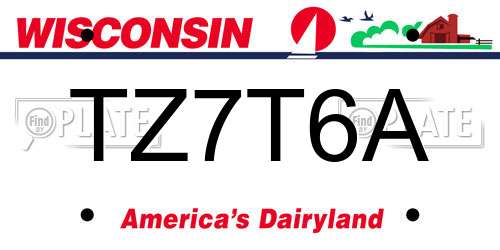 TZ7T6A Wisconsin License Plate