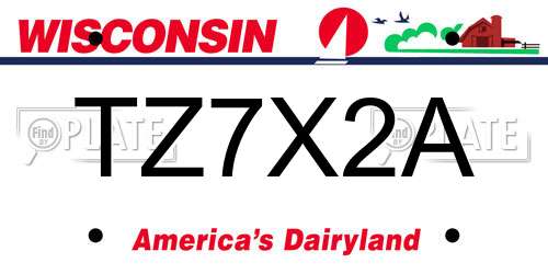 TZ7X2A Wisconsin License Plate