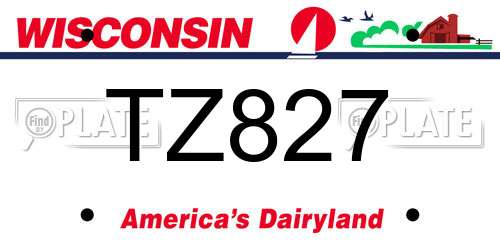 TZ827 Wisconsin License Plate