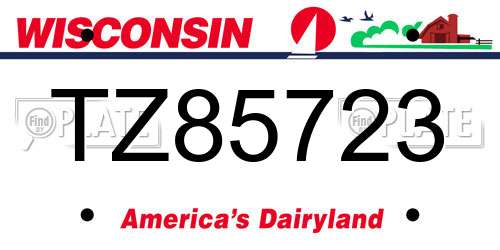 TZ85723 Wisconsin License Plate
