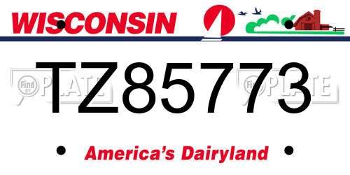 TZ85773 Wisconsin License Plate